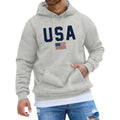 Sudaderas con Capucha Gráficas para Hombre, Polar Estilo Occidental de EE.UU. con Bolsillos y Tallas Grandes, Tops de Moda para Exteriores, Ropa de Invierno, Sudaderas Ropa Deportiva para Hombre, Conjuntos Gris Talla L