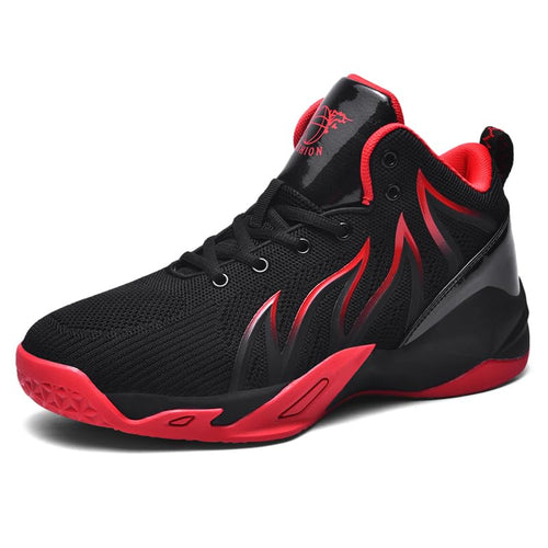 CJSPORX Zapatillas de Baloncesto para Hombres Antideslizantes Sneakers de Moda Zapatos de Hombre Negro y Rojo-3 Talla 8